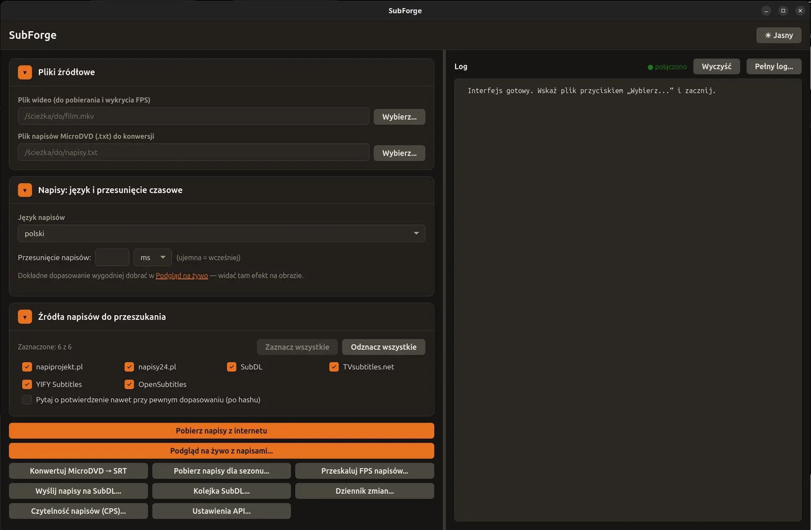 SubForge - formularz i log na żywo
